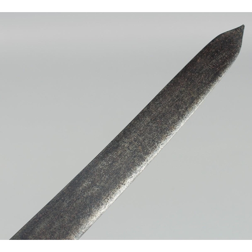 356 - TWO 19TH CENTURY SWORD BLADES, one with inscription, 91cm and 81cm long, (2).