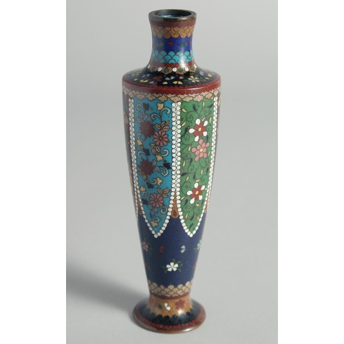 7 - TWO SMALL JAPANESE CLOISONNE VASES, each decorated with floral motifs, 18cm and 15.5cm, together wit... 