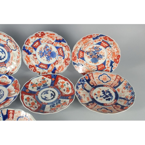 80 - NINE JAPANESE IMARI PORCELAIN PLATES, largest 23.5cm diameter, (9).