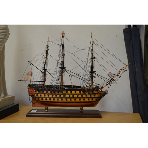 13 - A model of a three masted galleon.