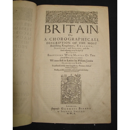 160 - [MAPS etc.] CAMDEN (William) & HOLLAND (Philemon, translator) Britain, or a Chorographicall Descript... 