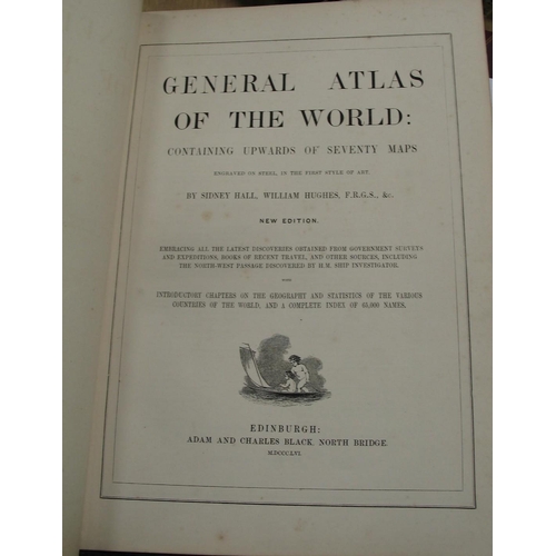 161 - [ATLAS] HUGHES (W.) & HALL (S.) General Atlas of the World, folio, single & double-page maps as call... 