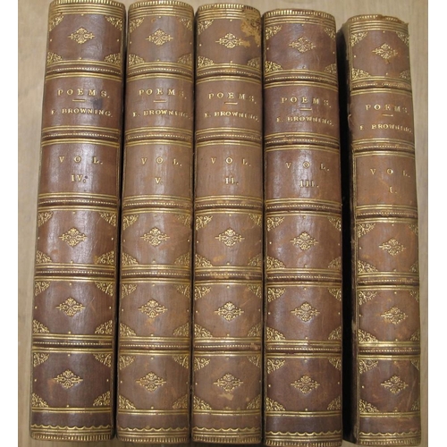 197 - BROWNING (Elizabeth Barrett) Poetical Works, Thirteenth Edition, 5 vols, 8vo, contemp. half calf, L.... 