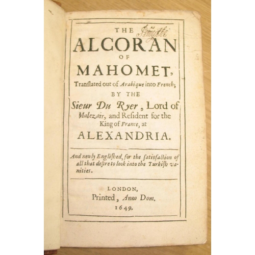 200 - [KORAN] [Ross (Alexander) translator:] The Alcoran of Mahomet..., 8vo, pp. [xx], 405 (recte 409, i.e... 