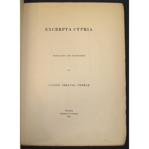 215 - [CYPRUS] COBHAM (C. D.) Excerpta Cypria, 4to, clo., Nicosia, 1895.