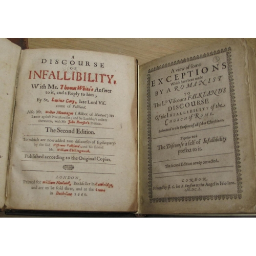 234 - CARY (Lucius, Lord Viscount Falkland) A Discourse of Infallibility, sm. 4to, pp. [2], 14, [14], [8],... 