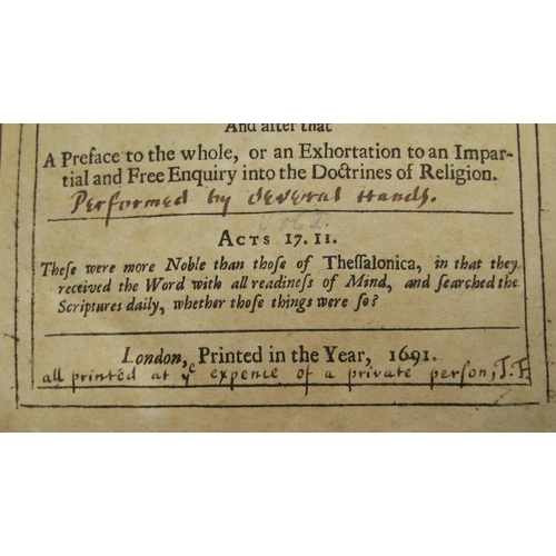 240 - [TRACTS] A Third Collection of Tracts, 4to, panel calf, Jolliffe bookplate, [London], 1695. Wing T90... 