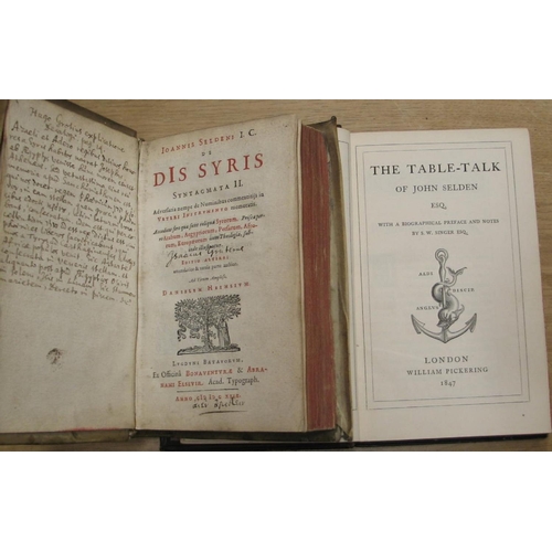 241 - [SELDEN (John)] De Dis Syris Syntagmata II, 8vo, vellum, [Leiden] Bonaventurae & Elsevir, 1629 (2nd ... 