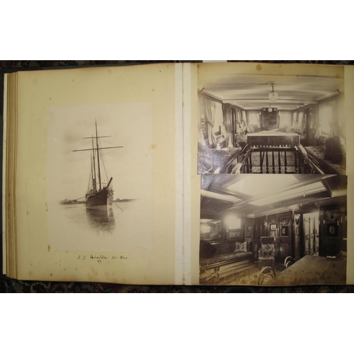 278 - [PHOTOGRAPH ALBUM] folio half morocco, album ex-lib Agatha Royds Greene, with mounted photos of vari... 