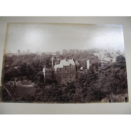 280 - [PHOTOGRAPH ALBUM] obl. folio red leather album (rubbed) with 17 mounted photos of Edinburgh, 2 of R... 