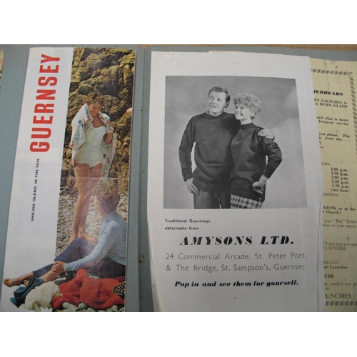 292 - GUERNSEY, a scrapbook of diverse souvenir material, jeweller's receipts etc., 1960's.