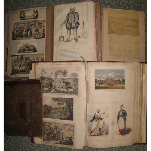 417 - [SCRAPBOOKS] 3 folio or quarto scrapbooks, 19th c., filled with prints, cuttings, etc., & an art man... 