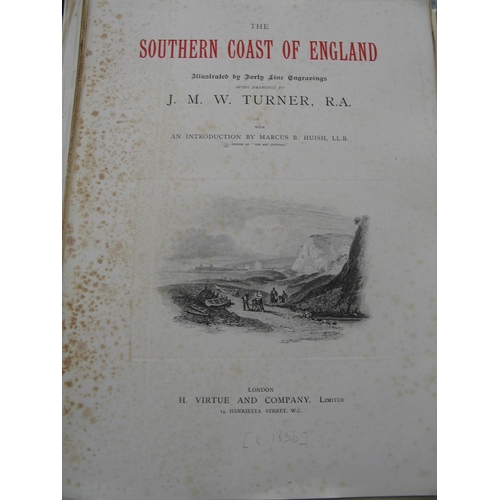 423 - TURNER (J. M. W.) The South Coast of England, lge folio, plates (& letterpress loose), half morocco,... 