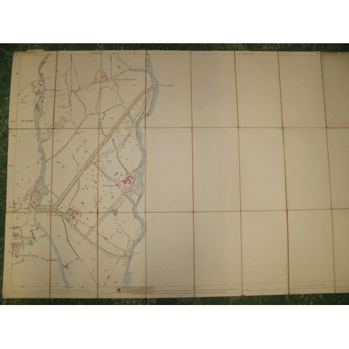 44 - MAP large scale 1/2500, folding, linen-backed OS map with hand-colouring, small area around IVER, BU... 