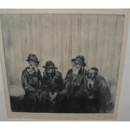 46 - POLLAK or POLLACK (Max) artist: [group of four Jewish men] ca. 1921 etching, signed, contemporary fr... 