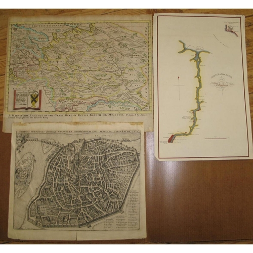 57 - [MAPS] a hand col'd, engraved map of the Estates of the Great Duke of Russia Blanch, an engraved cit... 