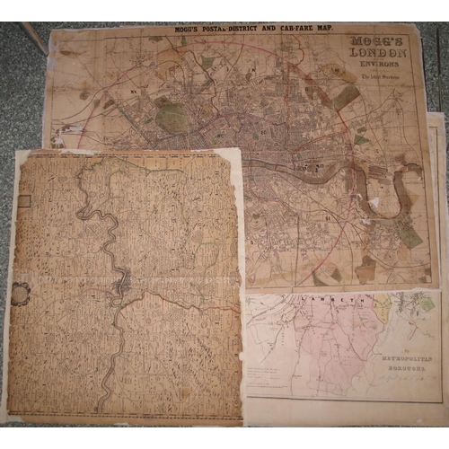 90 - [MAPS] LONDON, 3 maps with defects, unframed (3).