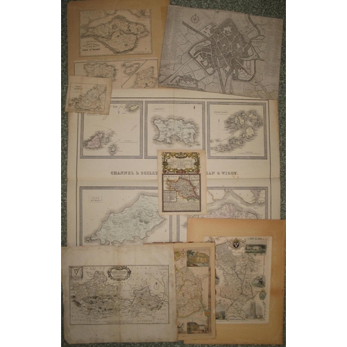 92 - [MAPS] misc. Channel Islands & County Maps, unframed (8).