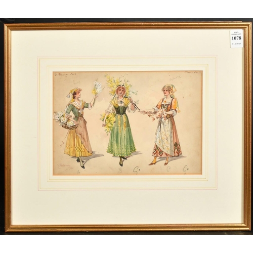 1078 - William John Charles Pitcher (1858-1925) British, a costume study for three female flower sellers, w... 