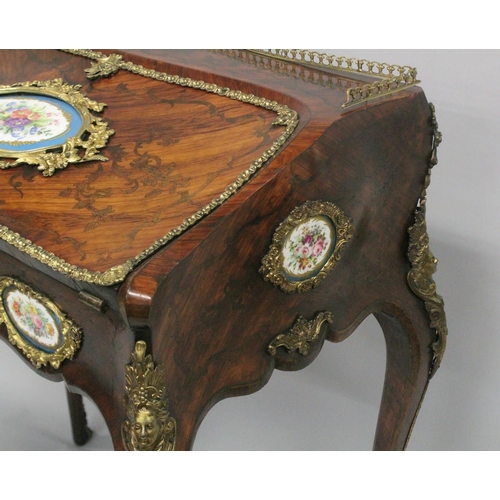 1003 - A SUPERB 19TH CENTURY LOUIS XVI STYLE KINGWOOD BUREAU with brass grill, ormolu mounts and inset with... 