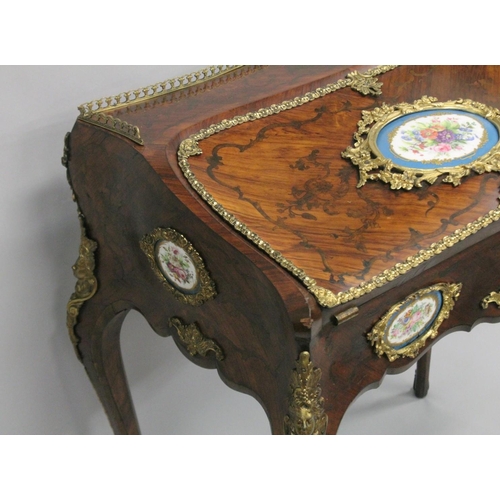 1003 - A SUPERB 19TH CENTURY LOUIS XVI STYLE KINGWOOD BUREAU with brass grill, ormolu mounts and inset with... 