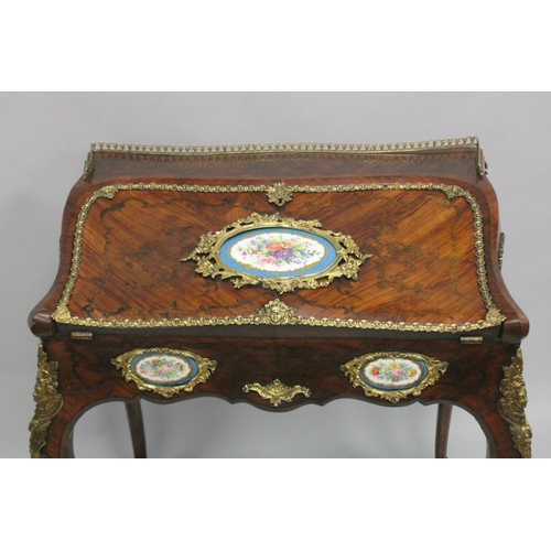 1003 - A SUPERB 19TH CENTURY LOUIS XVI STYLE KINGWOOD BUREAU with brass grill, ormolu mounts and inset with... 