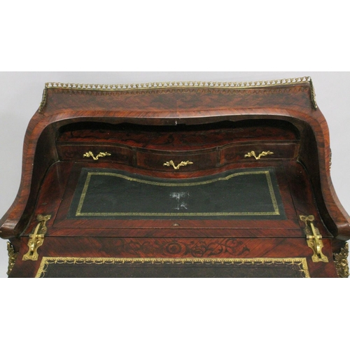 1003 - A SUPERB 19TH CENTURY LOUIS XVI STYLE KINGWOOD BUREAU with brass grill, ormolu mounts and inset with... 