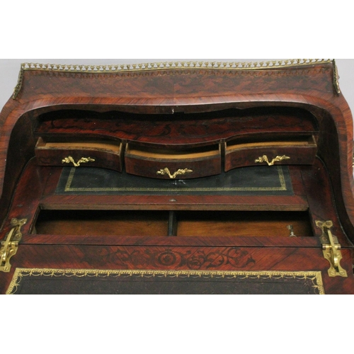 1003 - A SUPERB 19TH CENTURY LOUIS XVI STYLE KINGWOOD BUREAU with brass grill, ormolu mounts and inset with... 