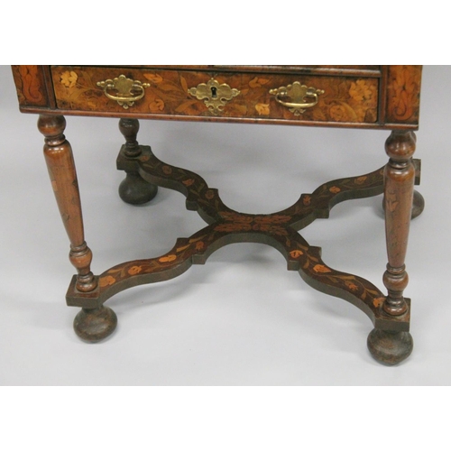 1005 - A GOOD SMALL 18TH CENTURY ENGLISH MARQUETRY BUREAU on a stand with fall front and fitted interior wi... 