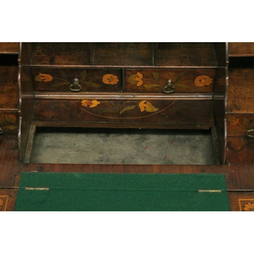 1005 - A GOOD SMALL 18TH CENTURY ENGLISH MARQUETRY BUREAU on a stand with fall front and fitted interior wi... 