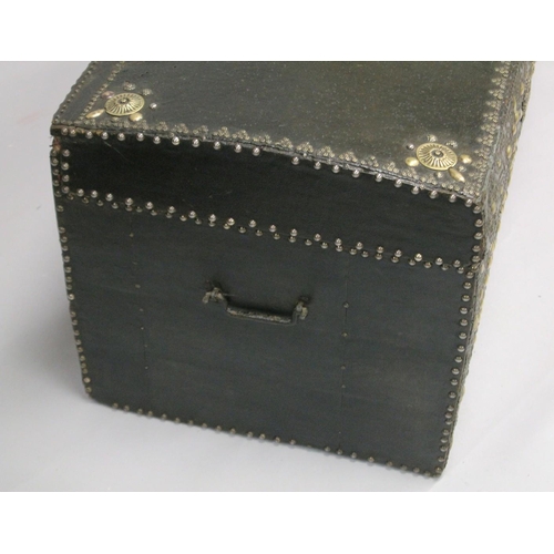 1008 - A GOOD 17TH /18TH CENTURY LEATHER BOUND DOME TOP TRUNK, the hinged top opening to reveal a void inte... 