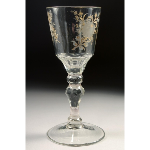 Sold at Auction: A SET OF FOUR HEAVY WINE GLASSES engraved with a man  fishing 7.25ins high.