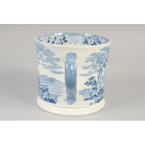 1082 - A STAFFORDSHIRE TWO HANDLED LOVING CUP printed with a farm scene