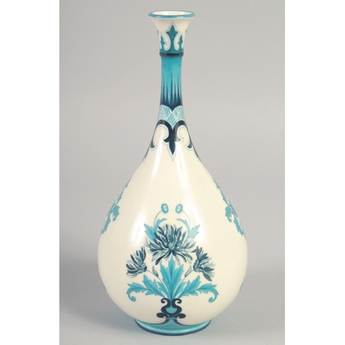 1105 - A LATE 19TH CENTURY HADLEY'S WORCESTER FAIENCE ART NOUVEAU STYLE VASE with two tone blue decoration,... 