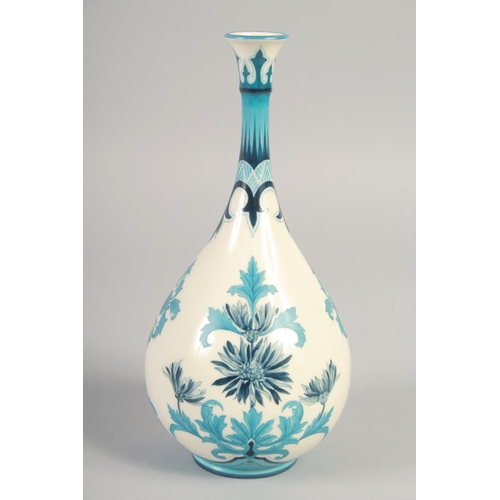 1105 - A LATE 19TH CENTURY HADLEY'S WORCESTER FAIENCE ART NOUVEAU STYLE VASE with two tone blue decoration,... 