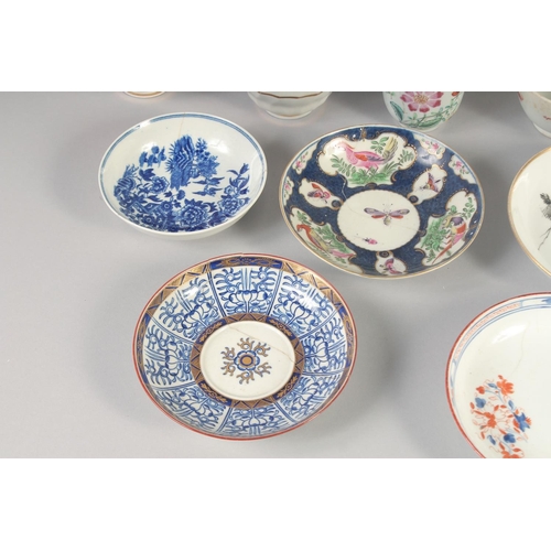 1111 - 18TH AND 19TH CENTURY PORCELAIN, TWO CHELSEA DERBY TEA WARE, TWO WORCESTER COFFEE CUPS, 10 TEA BOWLS... 