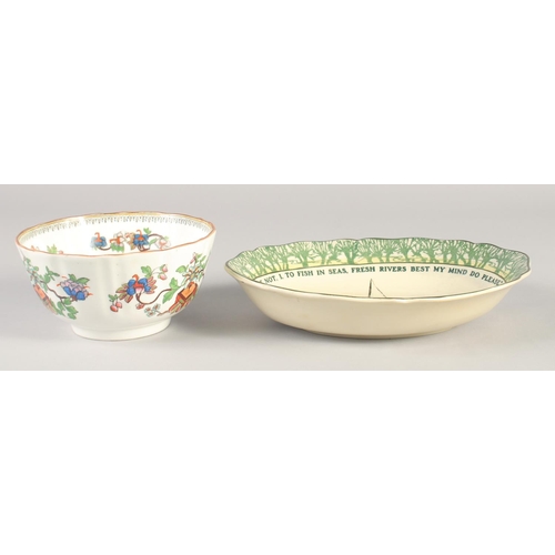 1122 - A ROYAL DOULTON ISAAC WALTON WARE OVAL FRUIT BOWL 10.5ins and a COALPORT BOWL (2). 6ins diameter... 