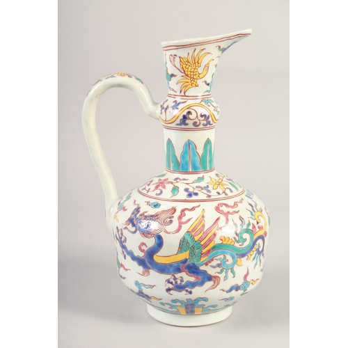 1139 - A CHINESE POLYCHROME PORCELAIN EWER with 