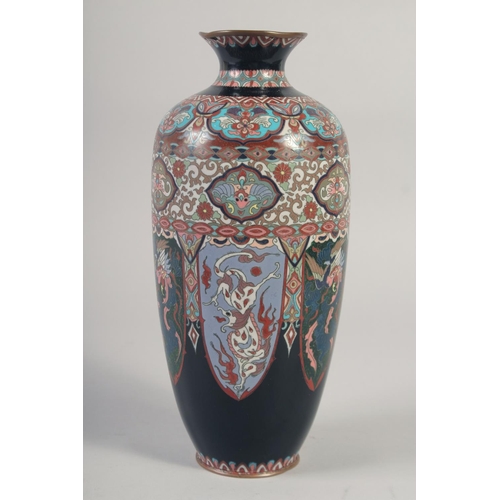 1164 - A CLOISONNE ENAMEL VASE. 12ins high.