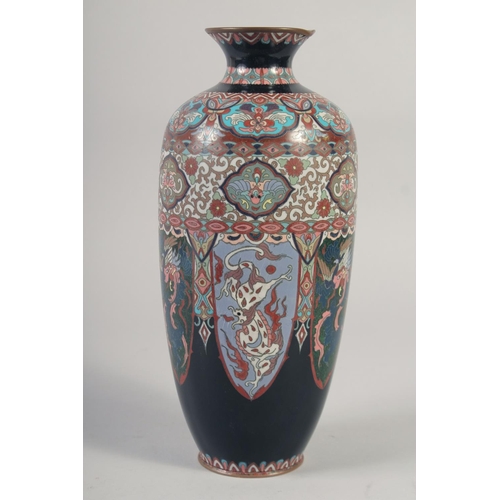 1164 - A CLOISONNE ENAMEL VASE. 12ins high.