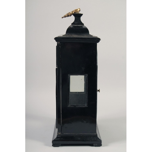 1195 - A 17TH - 18TH CENTURY STYLE EBONY CLOCK CASE. 1ft high