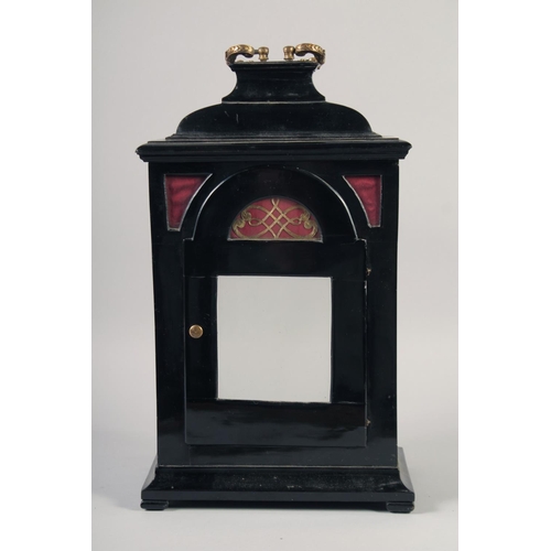 1195 - A 17TH - 18TH CENTURY STYLE EBONY CLOCK CASE. 1ft high