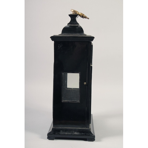 1195 - A 17TH - 18TH CENTURY STYLE EBONY CLOCK CASE. 1ft high