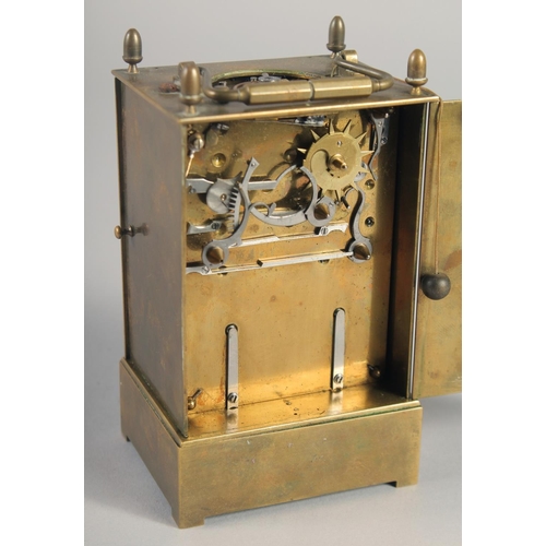 1199 - A SMALL 18TH CENTURY FRENCH BRASS CLOCK by LEON CLEMENT BOURGEOIS, a MOREZ DURA, striking on a singl... 