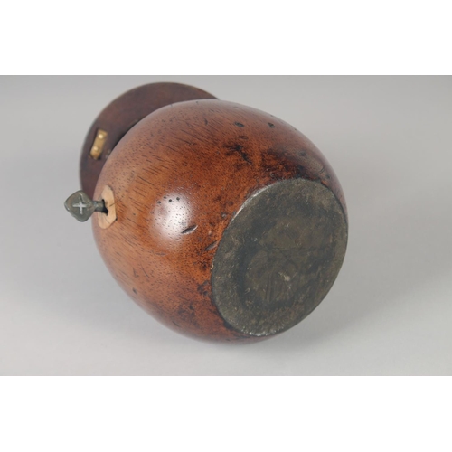 1296 - A GOOD PEAR TEA CADDY 7ins high.