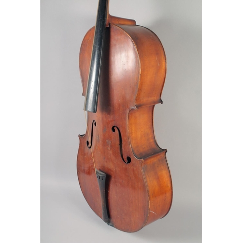 1299 - A CELLO WITH A TWO-PIECE BACK, 4ft long (for restoration).