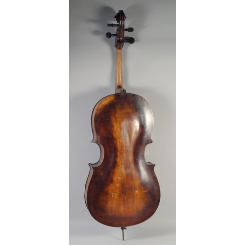 1300 - A CELLO WITH A TWO-PIECE BACK, 4ft long (for restoration).