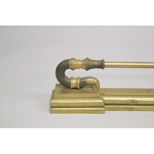 1324 - A REGENCY BRASS AND BRONZE FENDER FRONT. 3ft 5ins long, 4ins deep.