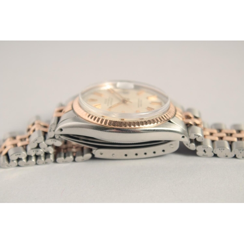 1343 - A 1970'S VINTAGE ROLEX STAINLESS STEEL AND GOLD WRISTWATCH, OYSTER PERPETUAL DATE JUST.