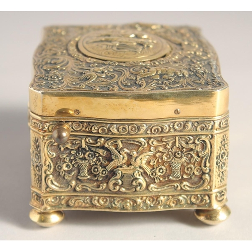 1355 - A SUPERB 19TH CENTURY GERMAN SILVER.925 SINGING BIRD BOX, the case decorated with scrolls and cupids... 